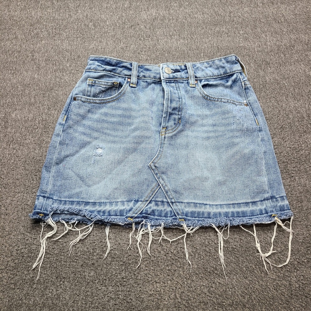 PacSun Light Blue Distressed Denim Mini Skirt
